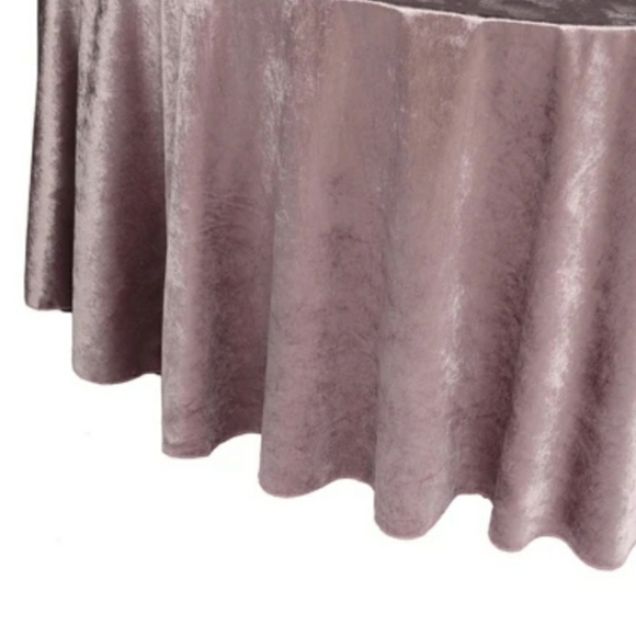 120" Round Dusty Rose/Mauve Lux Velvet Table Cloth - Picture 3 of 7